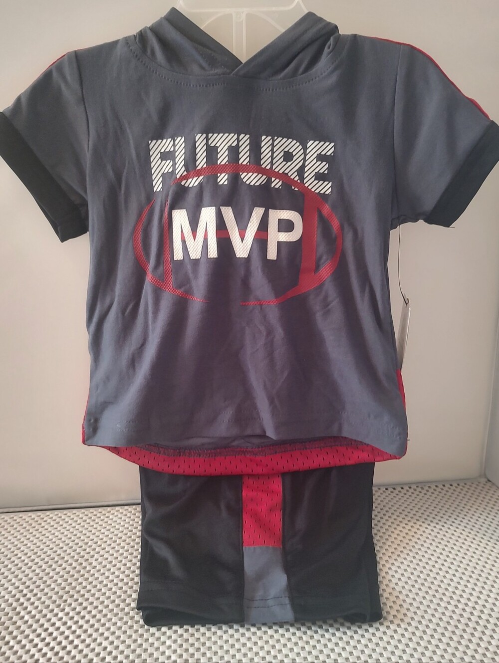 Boys 12 Months Top and Shorts Grey/Black/Red NWT Athletic Works Future MVP